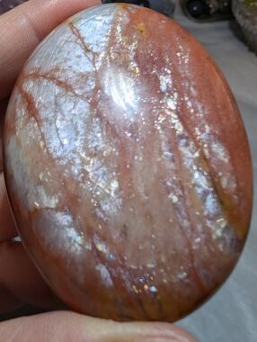 Peach Moonstone Palm Stone